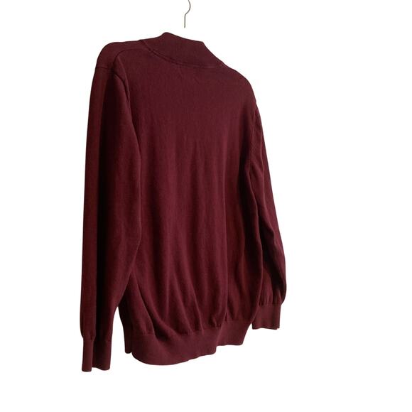 LL Bean Maroon Burgundy 1/4 Zip Cotton Cashmere Blend Preppy Sweater Size Lrage - Picture 15 of 16